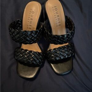 Journee Collection Black Braided Sandals